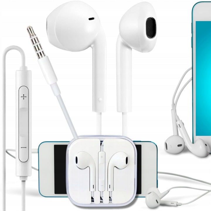 In-Ear Headphones Wired Mini Jack 3,5mm with Microphone Remote Control White Case