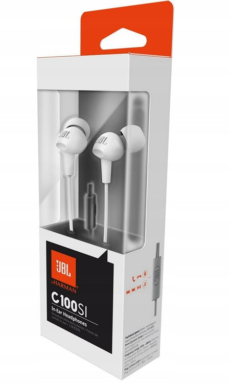In-ear Headphones JBL C100SI White Mini Jack 3.5MM Wired Remote Control Manufacturer code 0506673691878