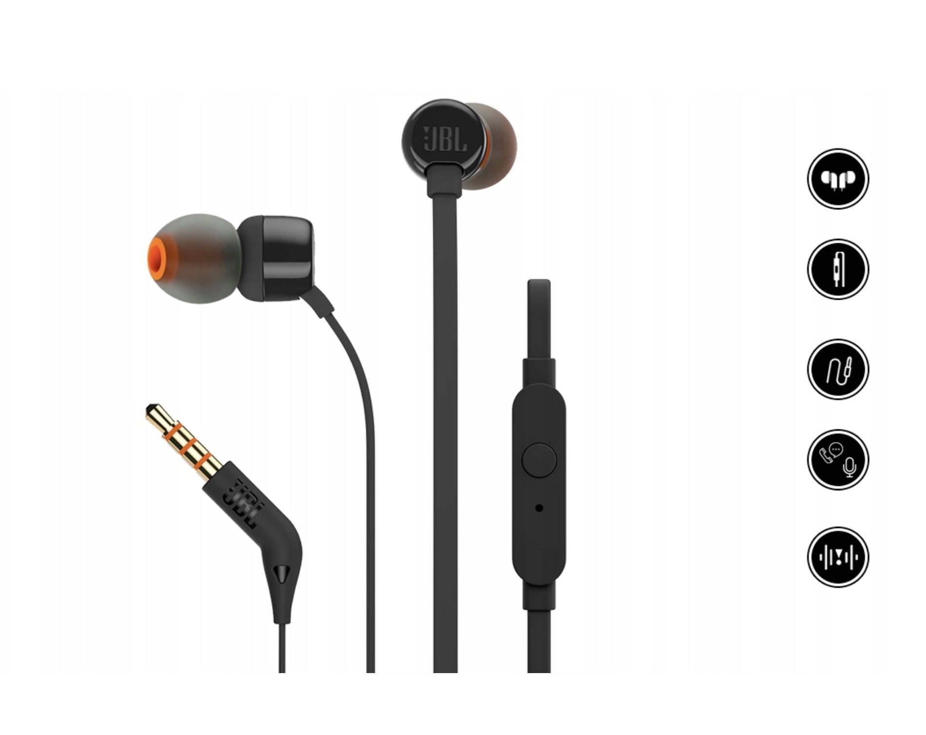 In-ear headphones JBL T110 In-ear microphone mini jack 3.5mm Pure bass Packaging status original