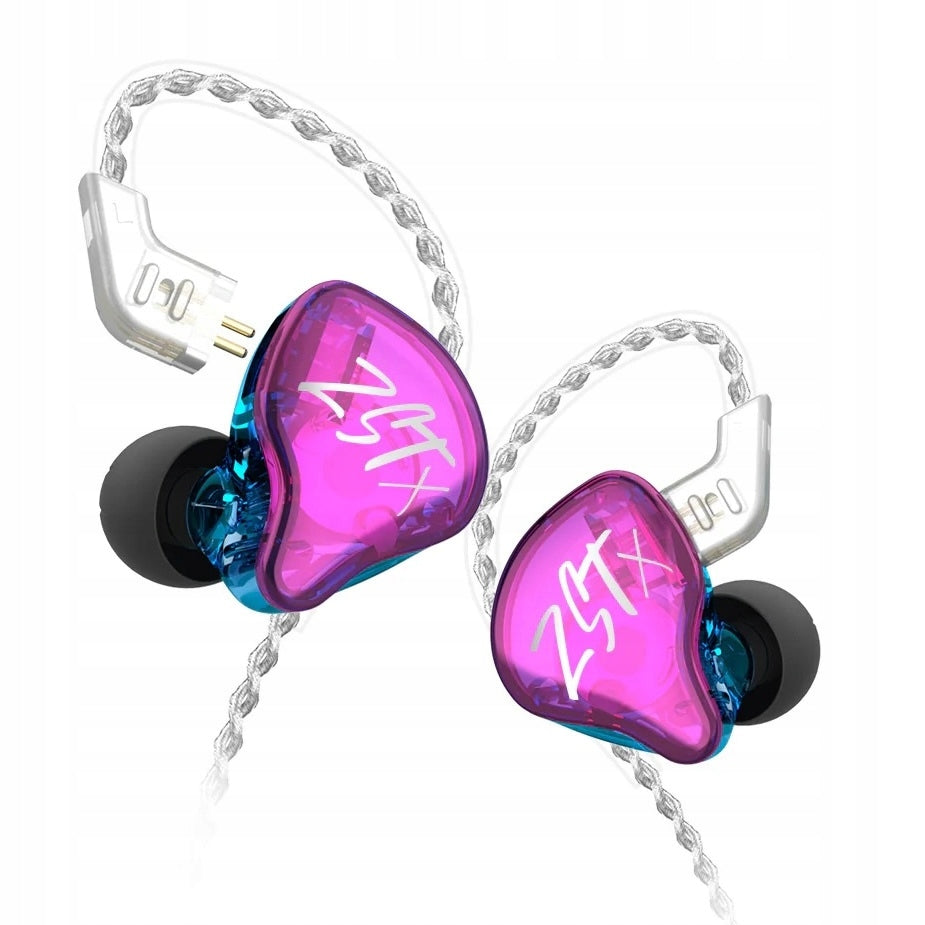 In-ear headphones pink IEM KZ ZST X ZSTX