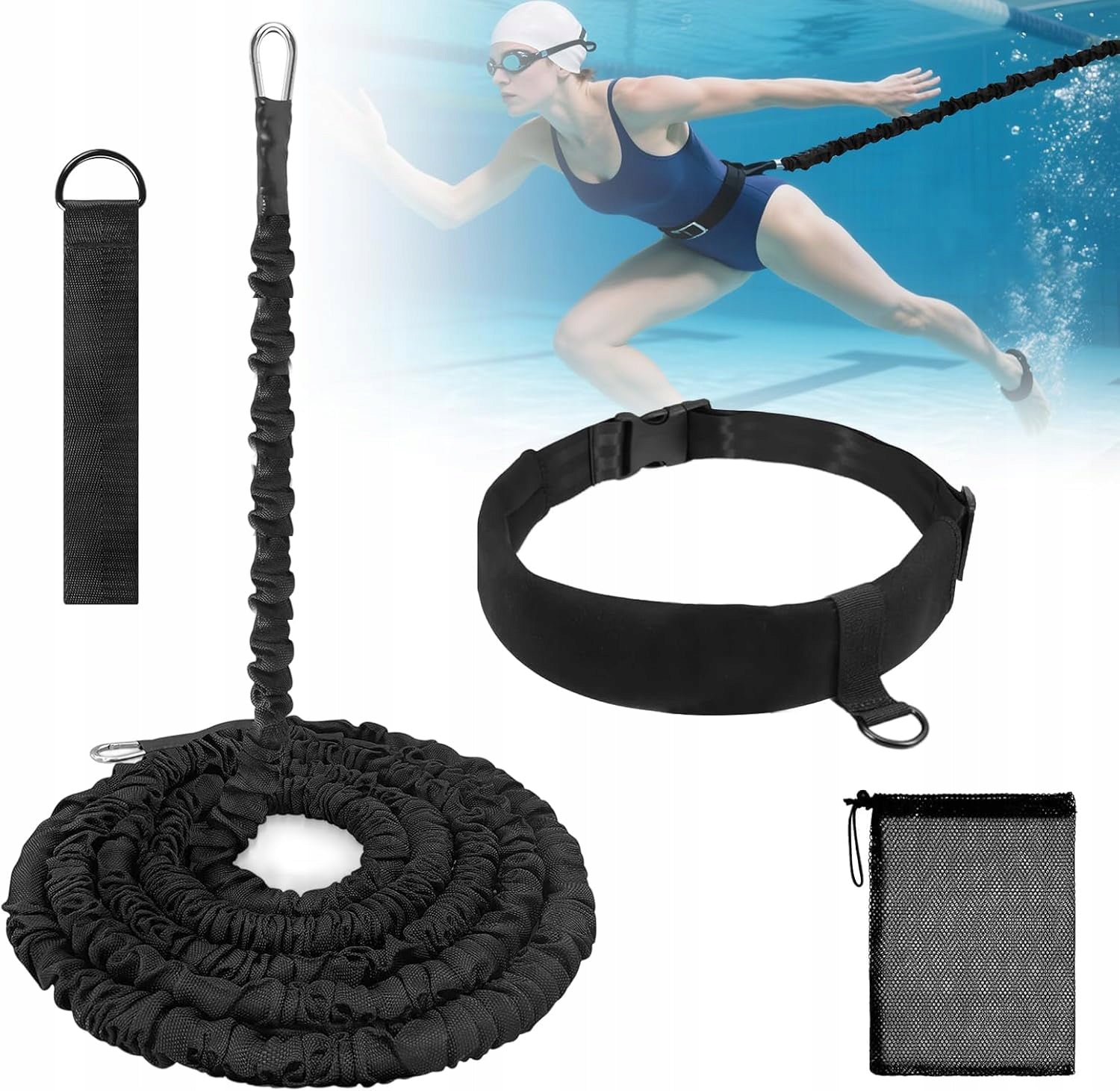 In-place swimming belt resistance rubber 2.5-7.5M ADJUSTABLE training