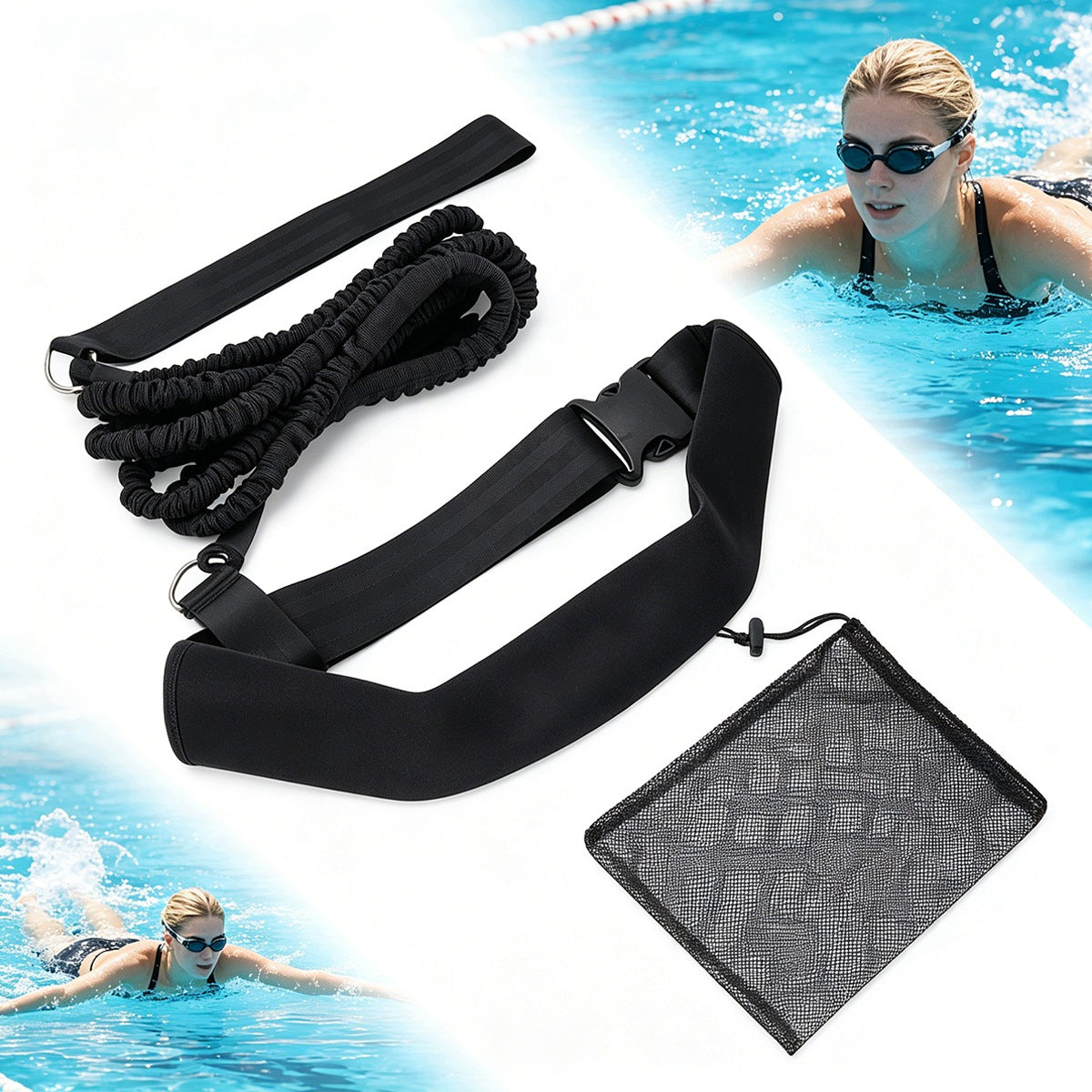 In-place swimming belt resistance rubber 3,6m ADJUSTABLE training