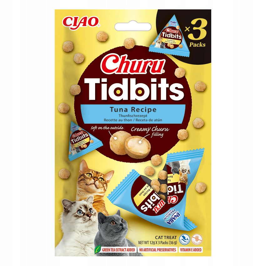 Inaba Cat Churu Tidbits Tuna Recipe 3x12g Cat Treat with Tuna