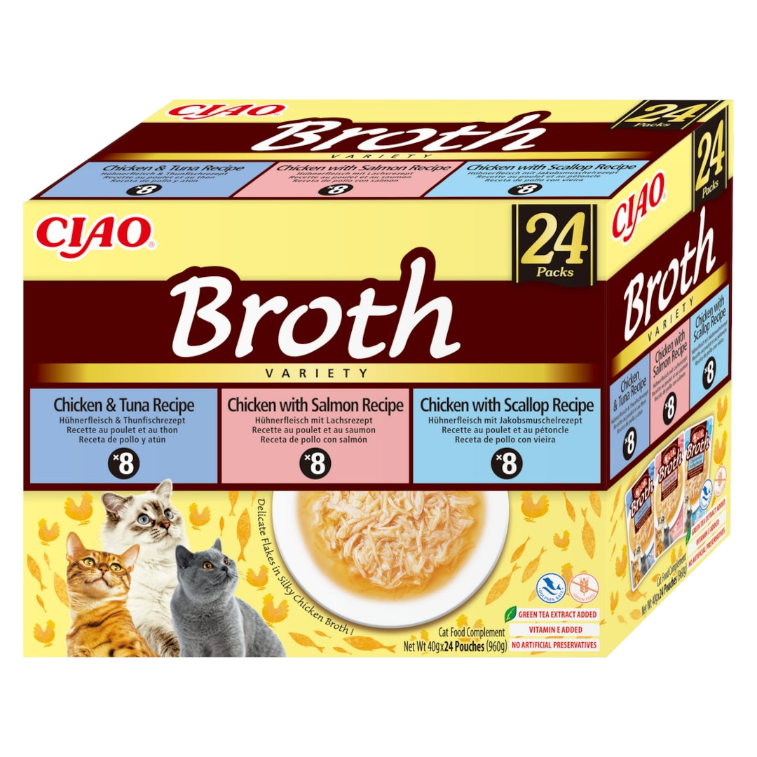 Inaba Cat Ciao Broth 24x40g Supplementary Cat Food Broth Mix Flavors Packaging status original