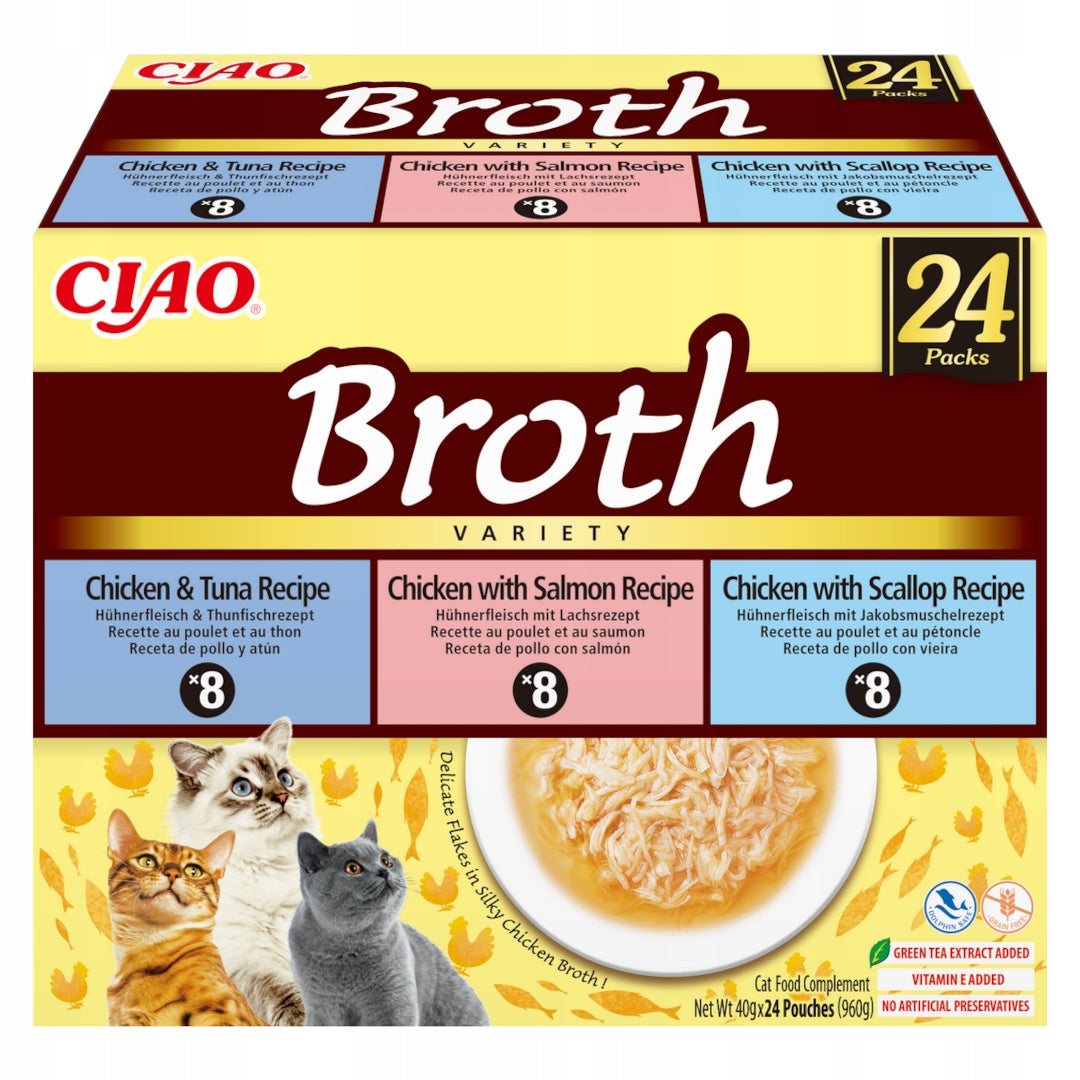 Inaba Cat Ciao Broth 24x40g Supplementary Cat Food Broth Mix Flavors
