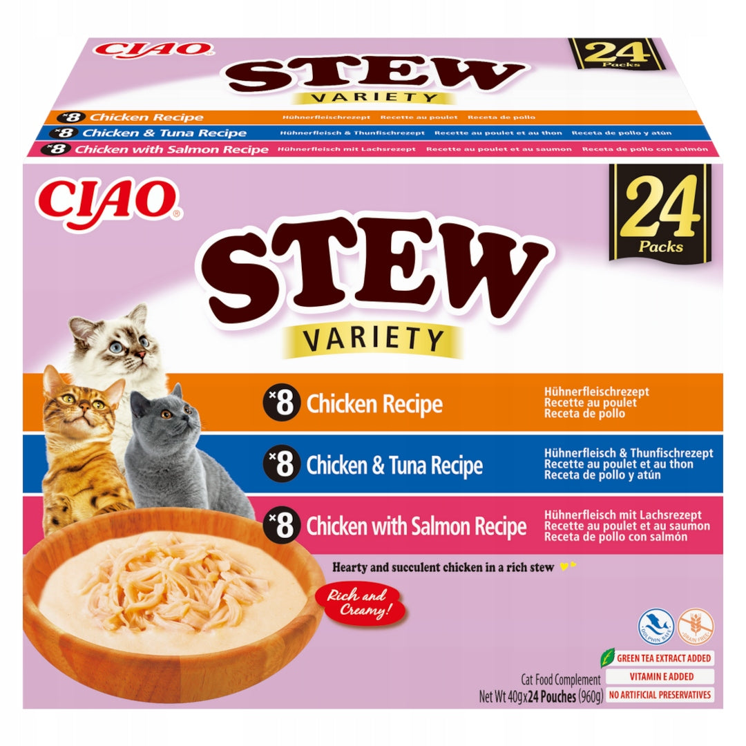 Inaba Cat Ciao Stew 24x40g Supplementary Cat Food Chicken Tuna and Salmon