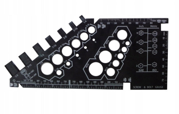 Inch Metric Screw and Nut Dimension Template
