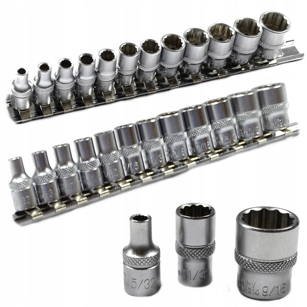 Inch sockets 9/16'-5/32' 12 angle 1/4' set of 12pcs.