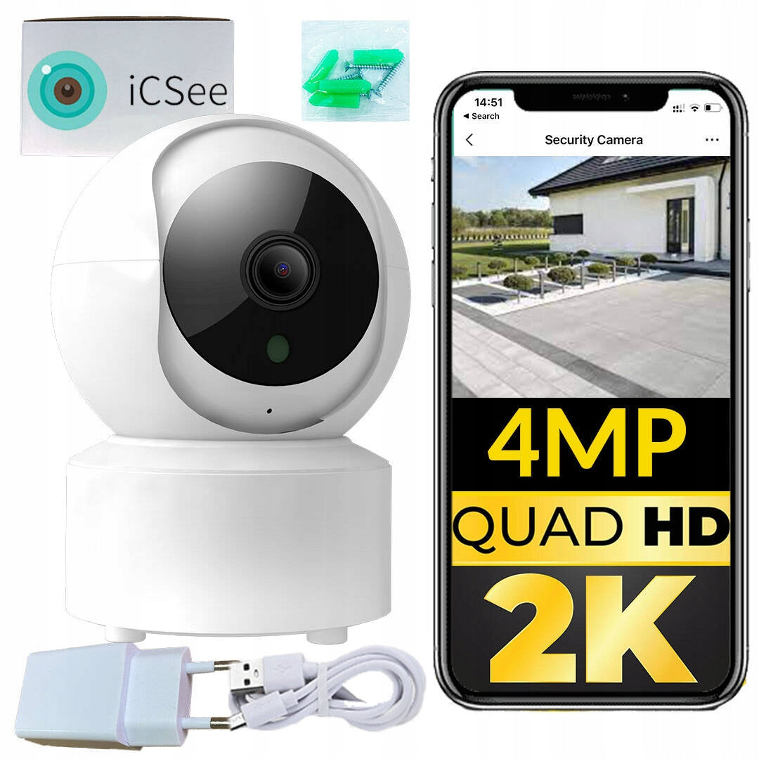 Indoor 2K WQHD 4MP WIFI IP PTZ Camera with Zoom - Smart ICSEE