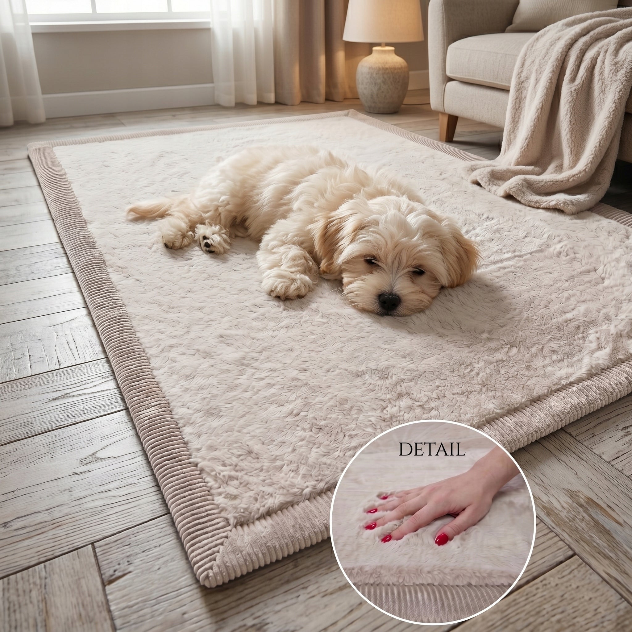 Indoor Carpet BEIGE RECTANGLE Plush 80x150 cm Fluffy THICK 4 cm Packaging status original