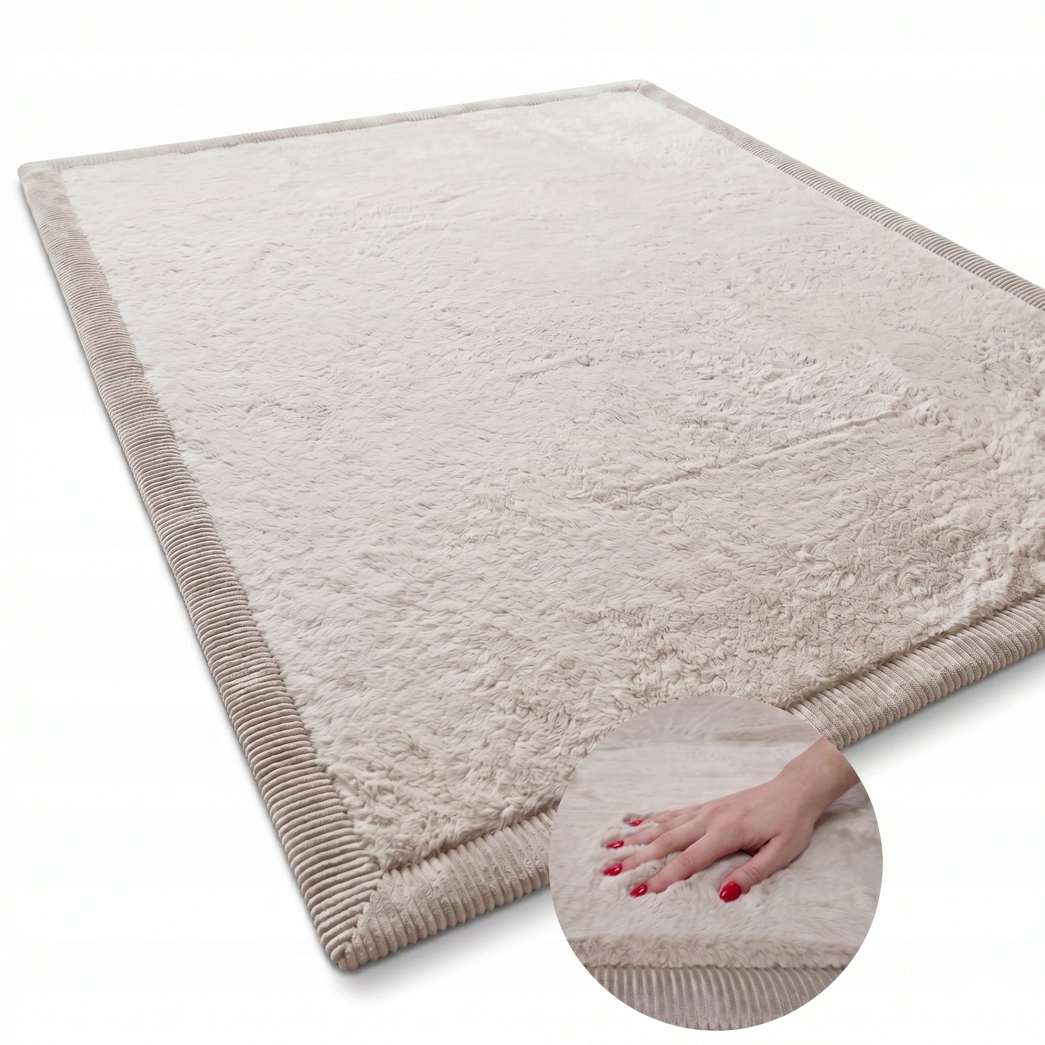 Indoor Carpet BEIGE RECTANGLE Plush 80x150 cm Fluffy THICK 4 cm