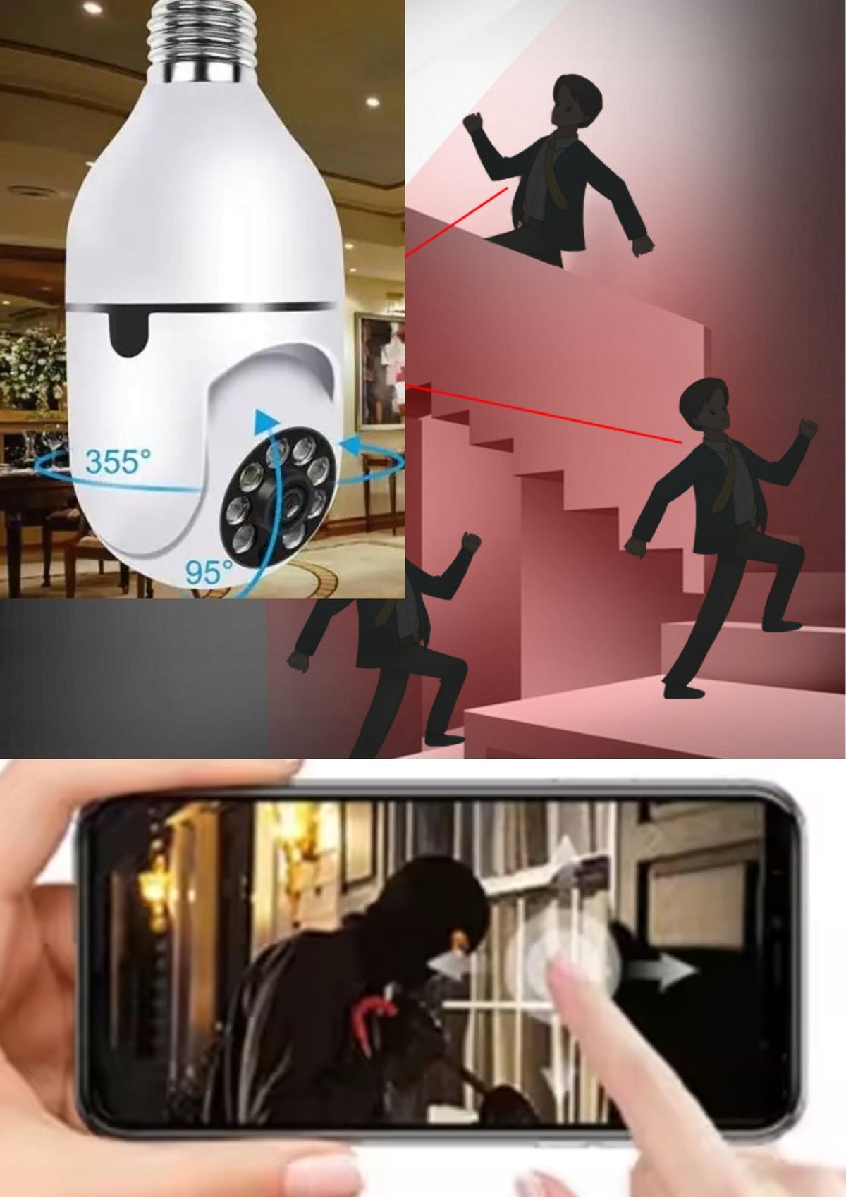 Indoor Rotating Wifi Camera FullHD Tracking Motion Detection Notify