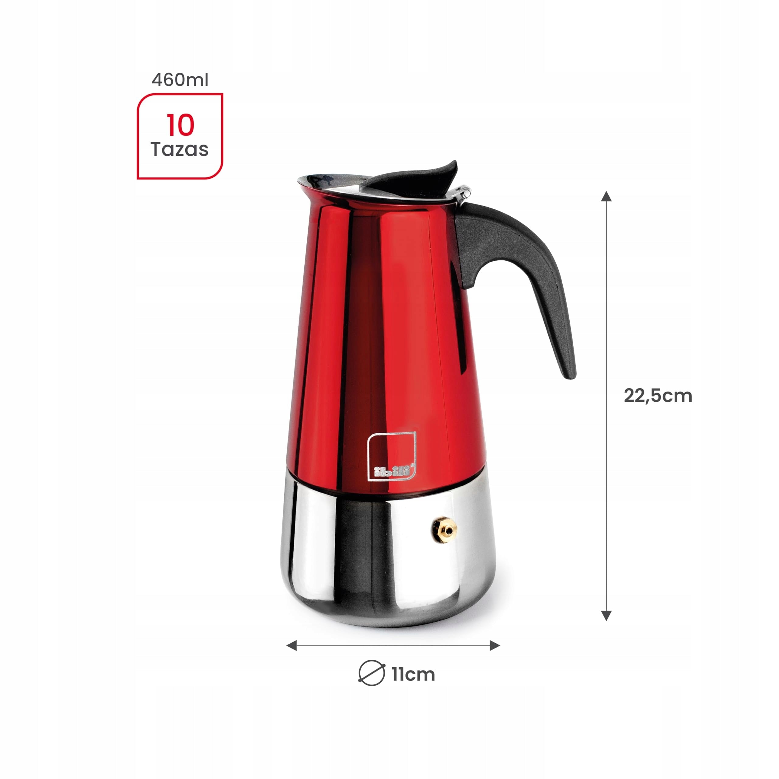 Induction Coffee Maker 10 Cups 460 Ml Red Moka Brand no brand
