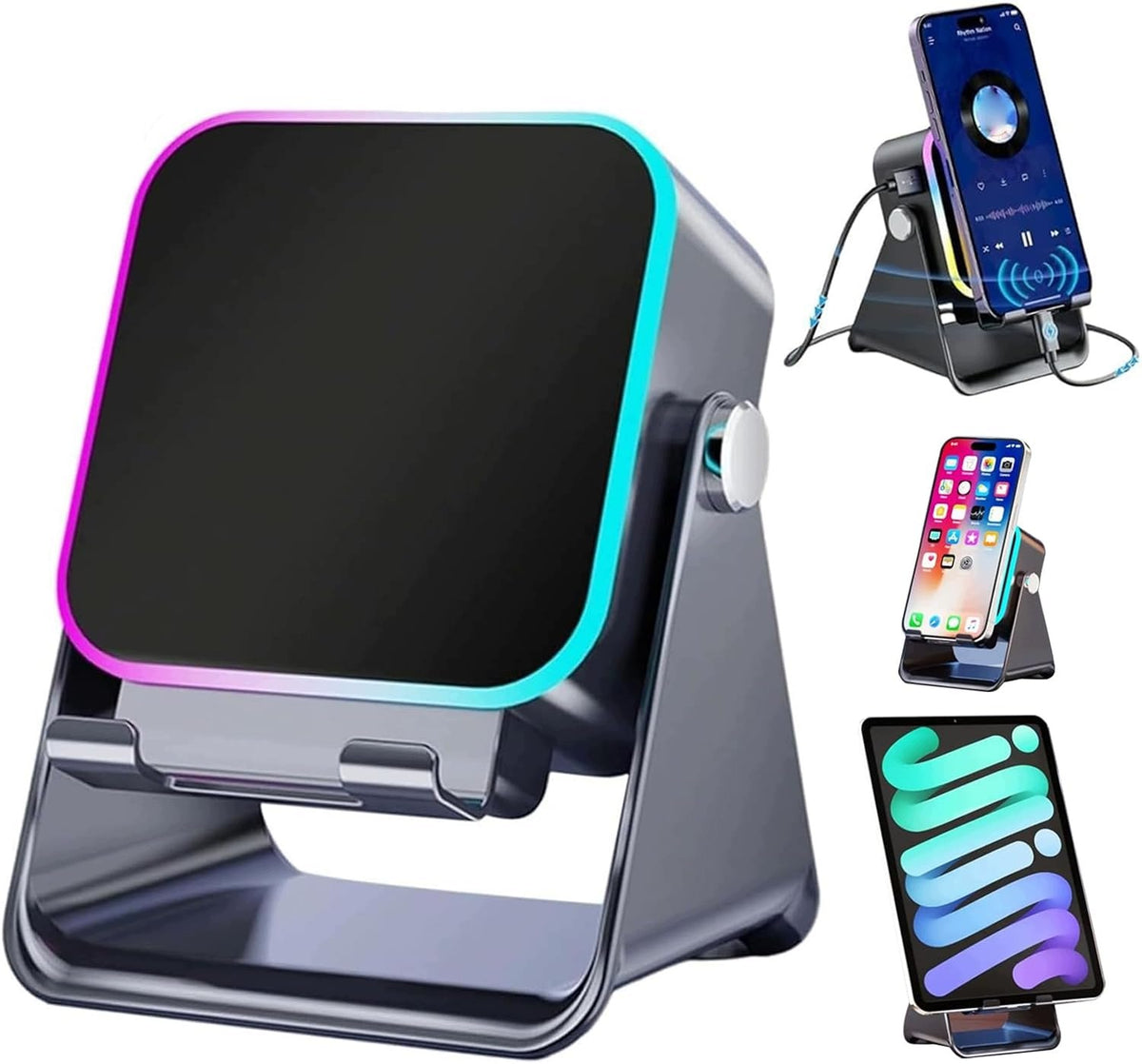 Inductive desktop speaker for phone with powerbank 5000 mAh 5in1