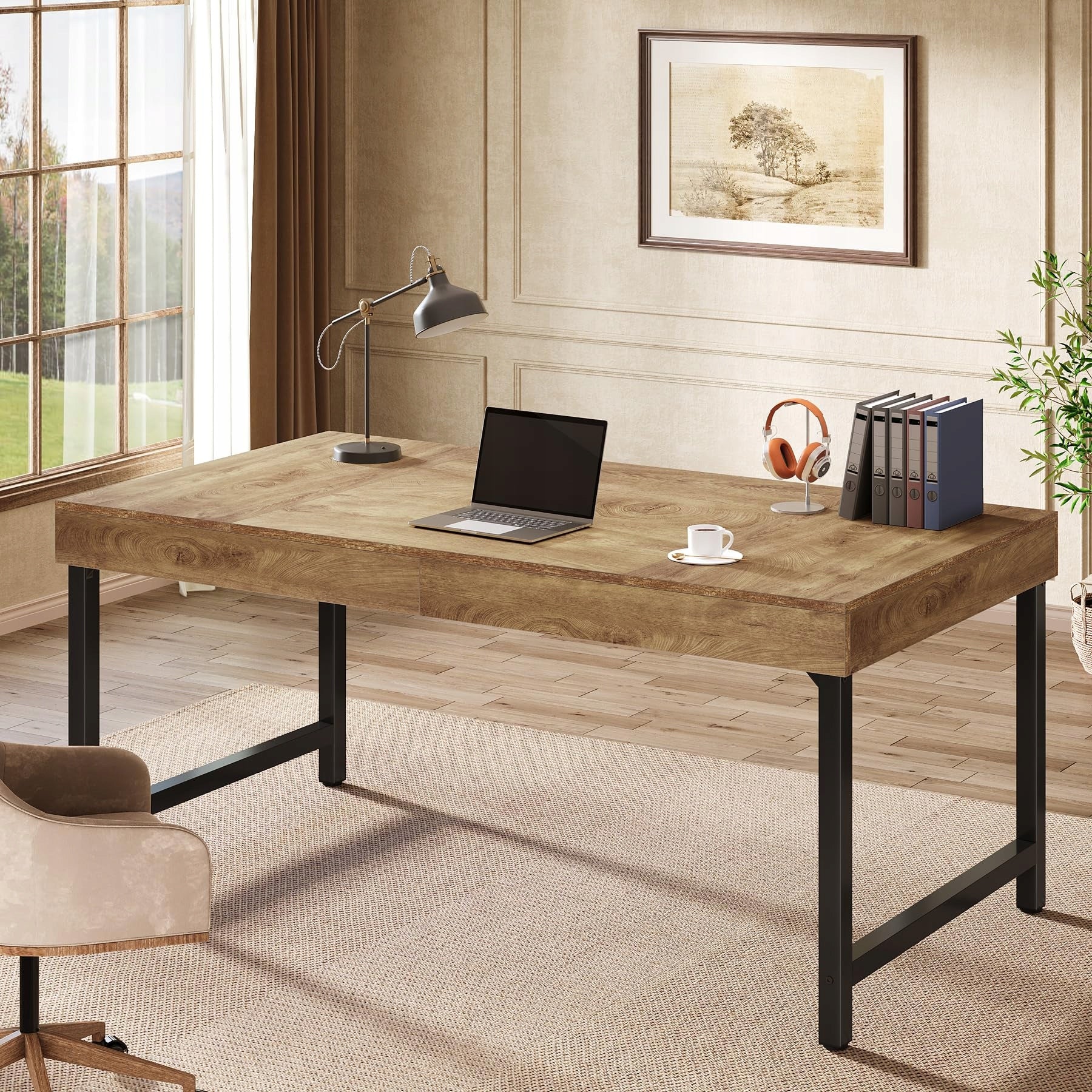 Industrial 140 cm Computer Desk Metal Legs Home Office Writing Workstation Manufacturer code JW1057