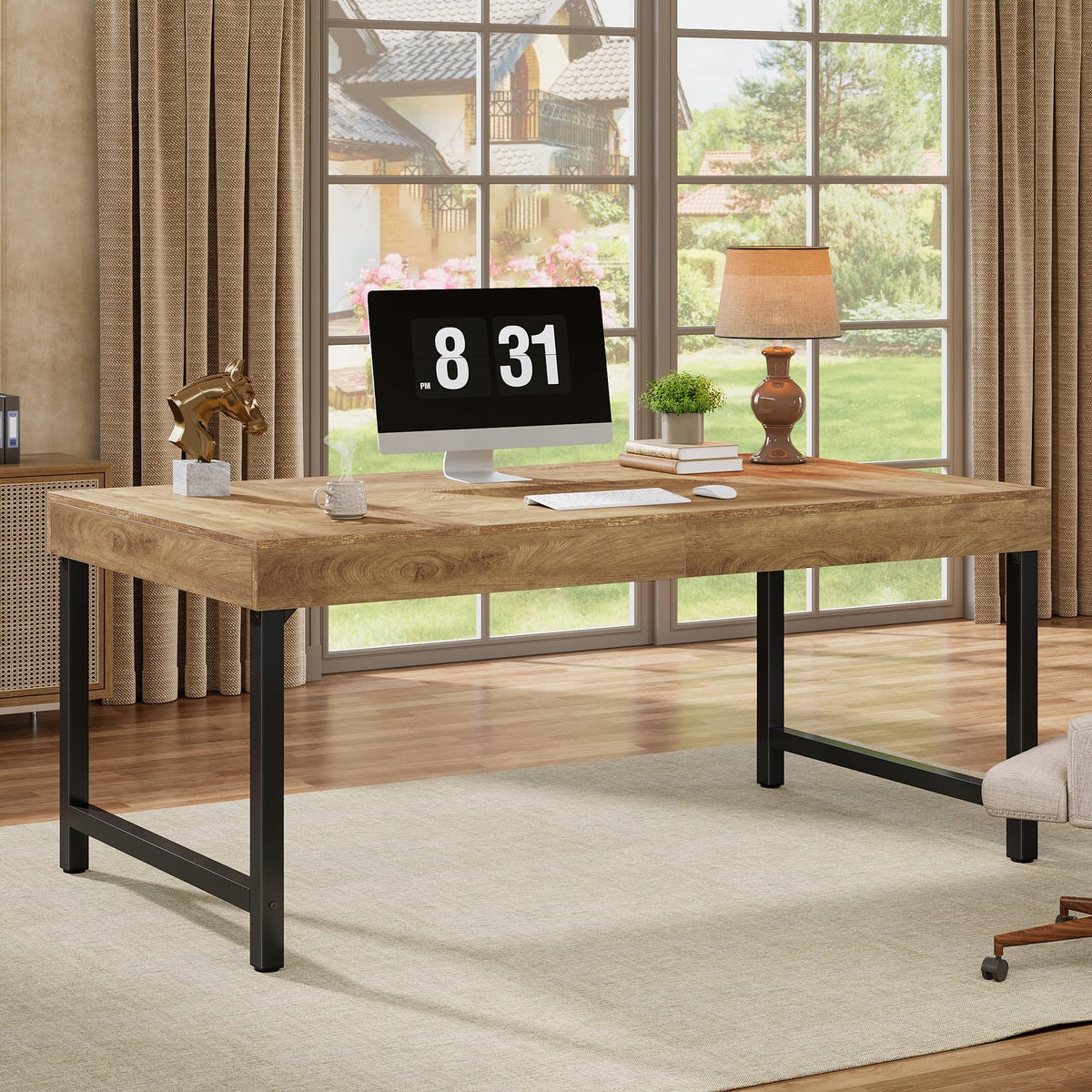 Industrial 140 cm Computer Desk Metal Legs Home Office Writing Workstation