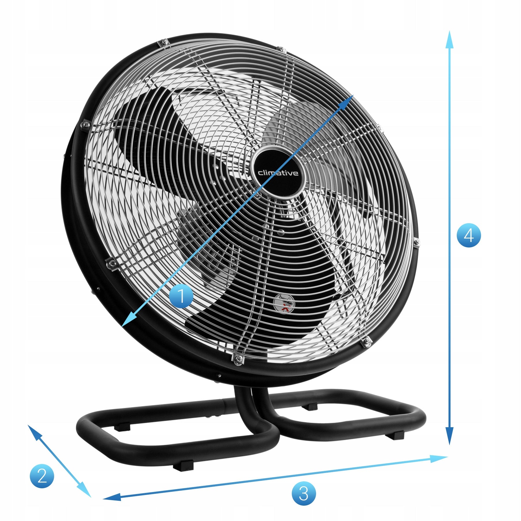 Industrial Floor Axial Fan Powerful 6300m3 120W Tornado 450mm Functions oscillation automatic oscillation tilt angle adjustment