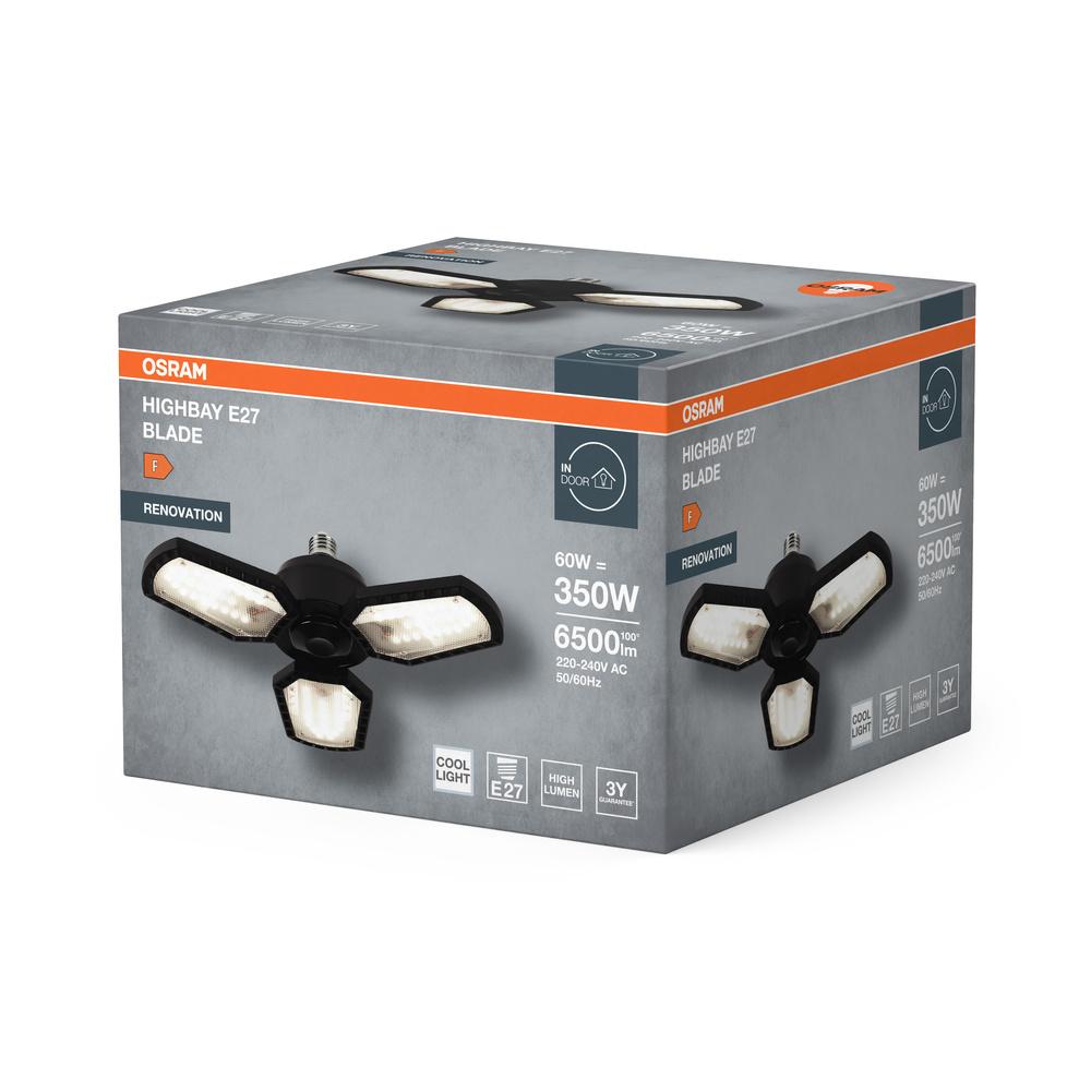Industrial LED Lamp Fixture High Bay E27 60W 4000K 6500lm Blade Osram Brand Osram