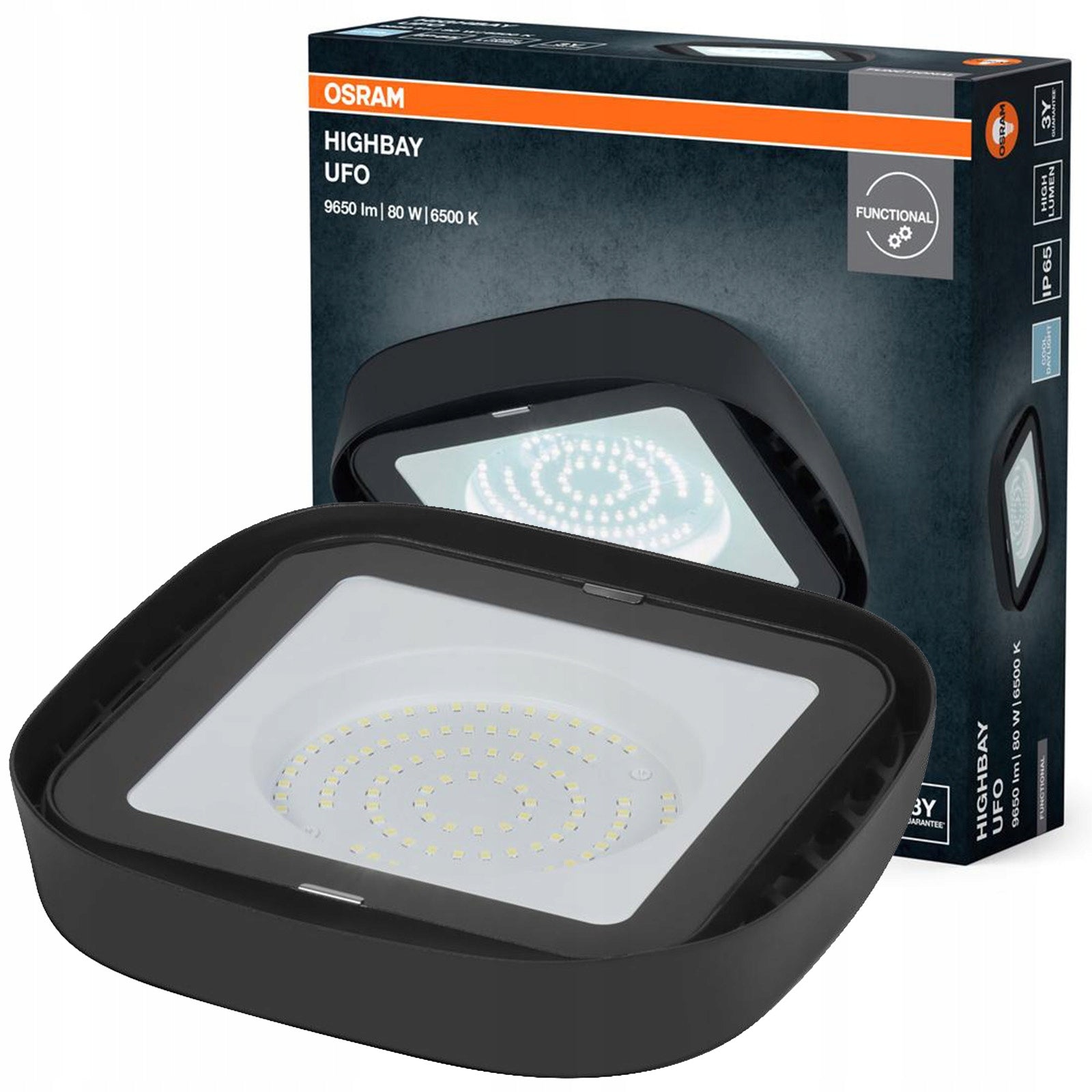Industrial LED Lamp High Bay Fixture 80W 6500K 9300lm IP65 Ufo Osram