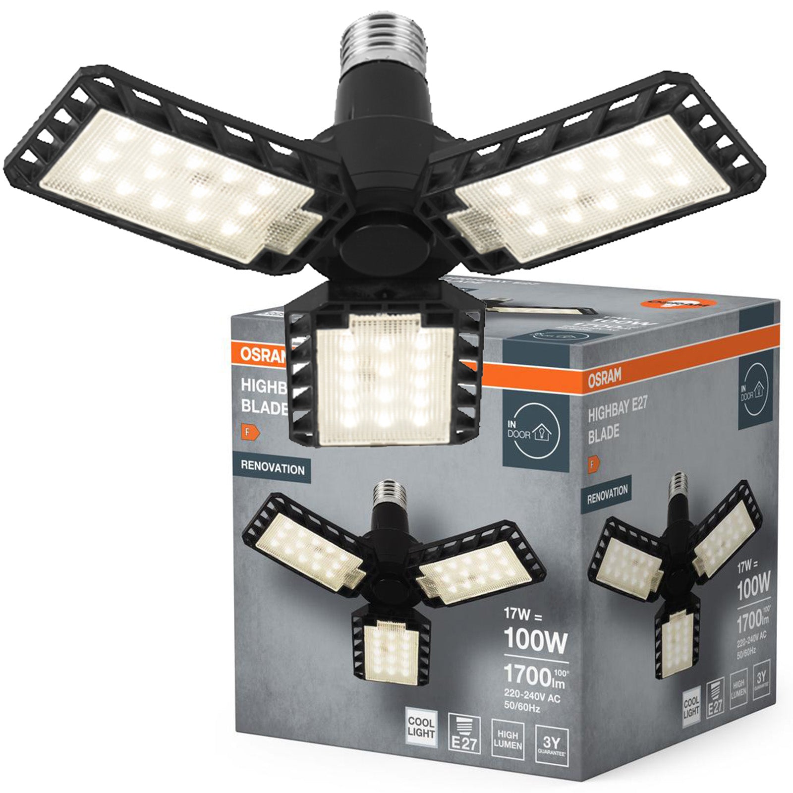 Industrial LED Lamp High Bay Fixture E27 17W 4000K 1700lm Blade Osram