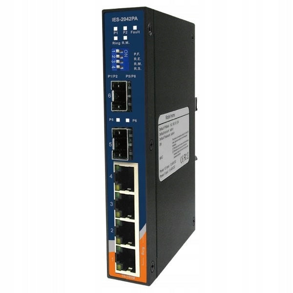 Industrial Switch 4x 10/100 RJ-45 + 2x100 SFP Open-Ring 10ms Managed