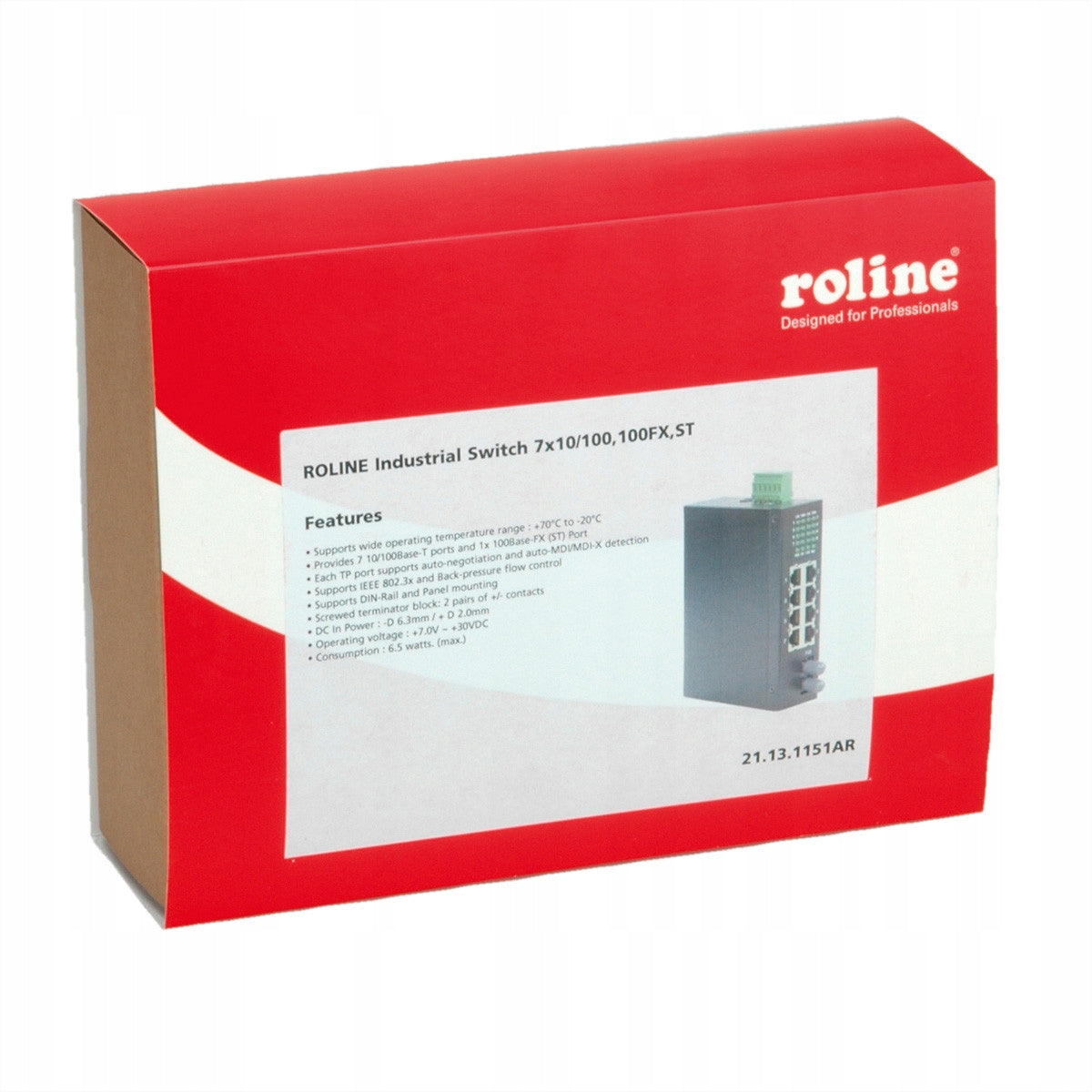 Industrial Switch 7x RJ-45 1x ST Unmanaged Manufacturer Roline