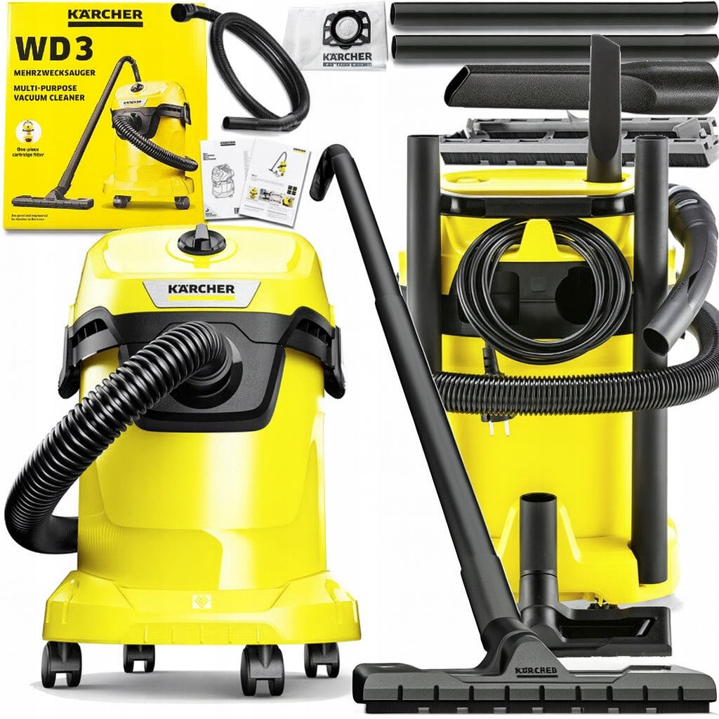 Industrial Vacuum Cleaner KARCHER WD3 Powerful 1000W Construction Dry Wet 17L