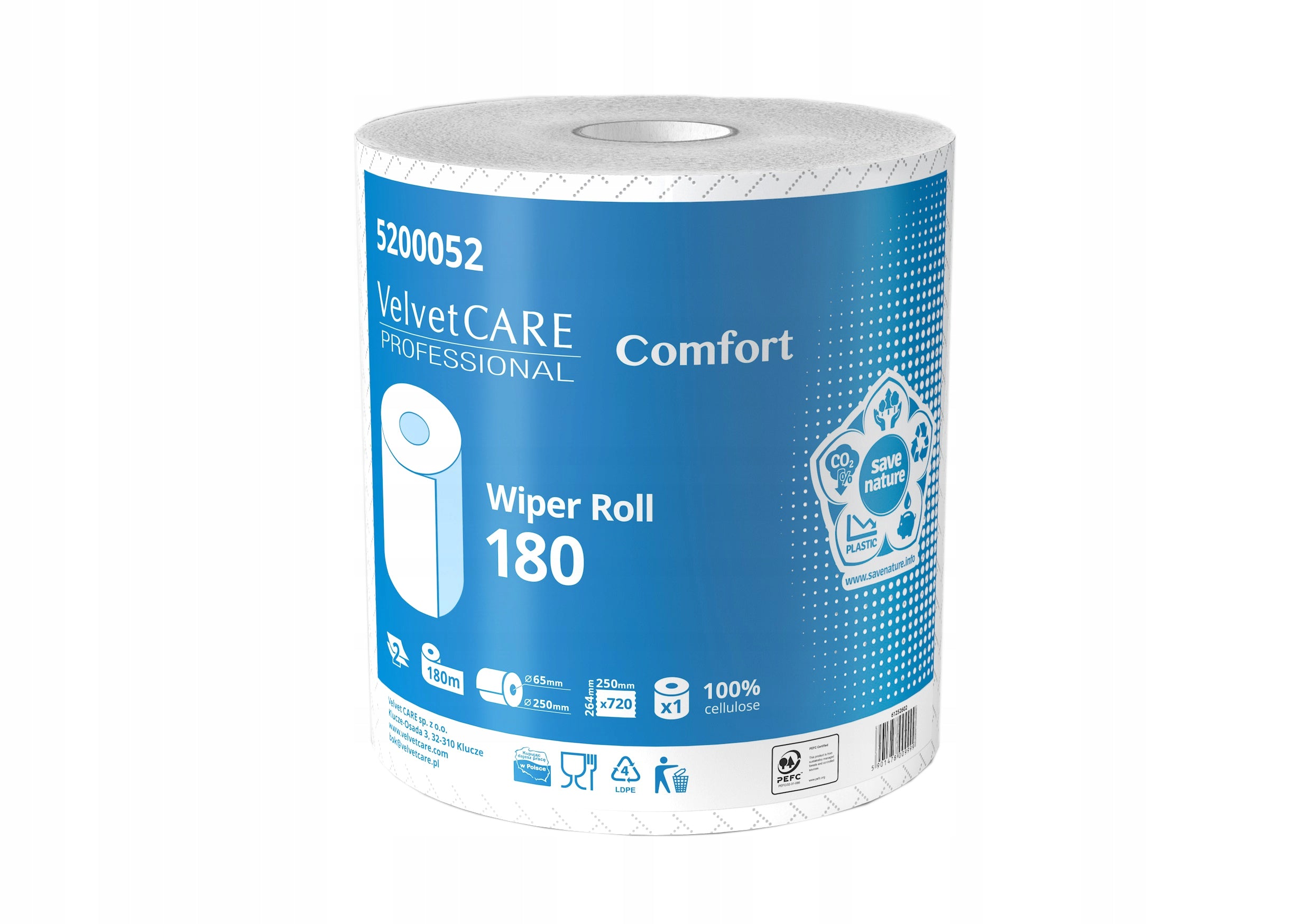 Industrial cleaner white in roll cellulose 2w VELVET 180m 1 roll Manufacturer Velvet Care