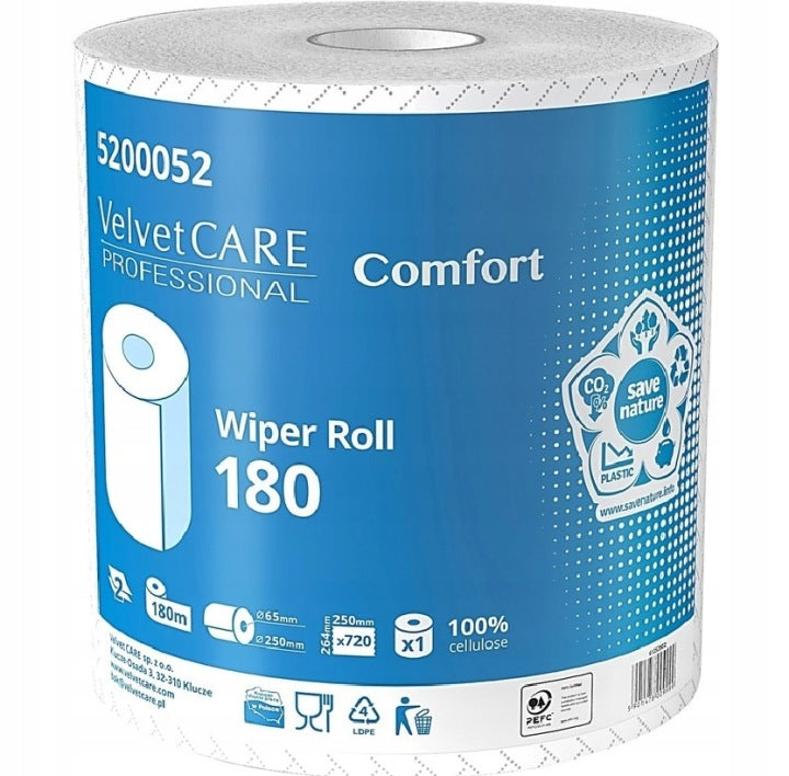 Industrial cleaner white in roll cellulose 2w VELVET 180m 1 roll