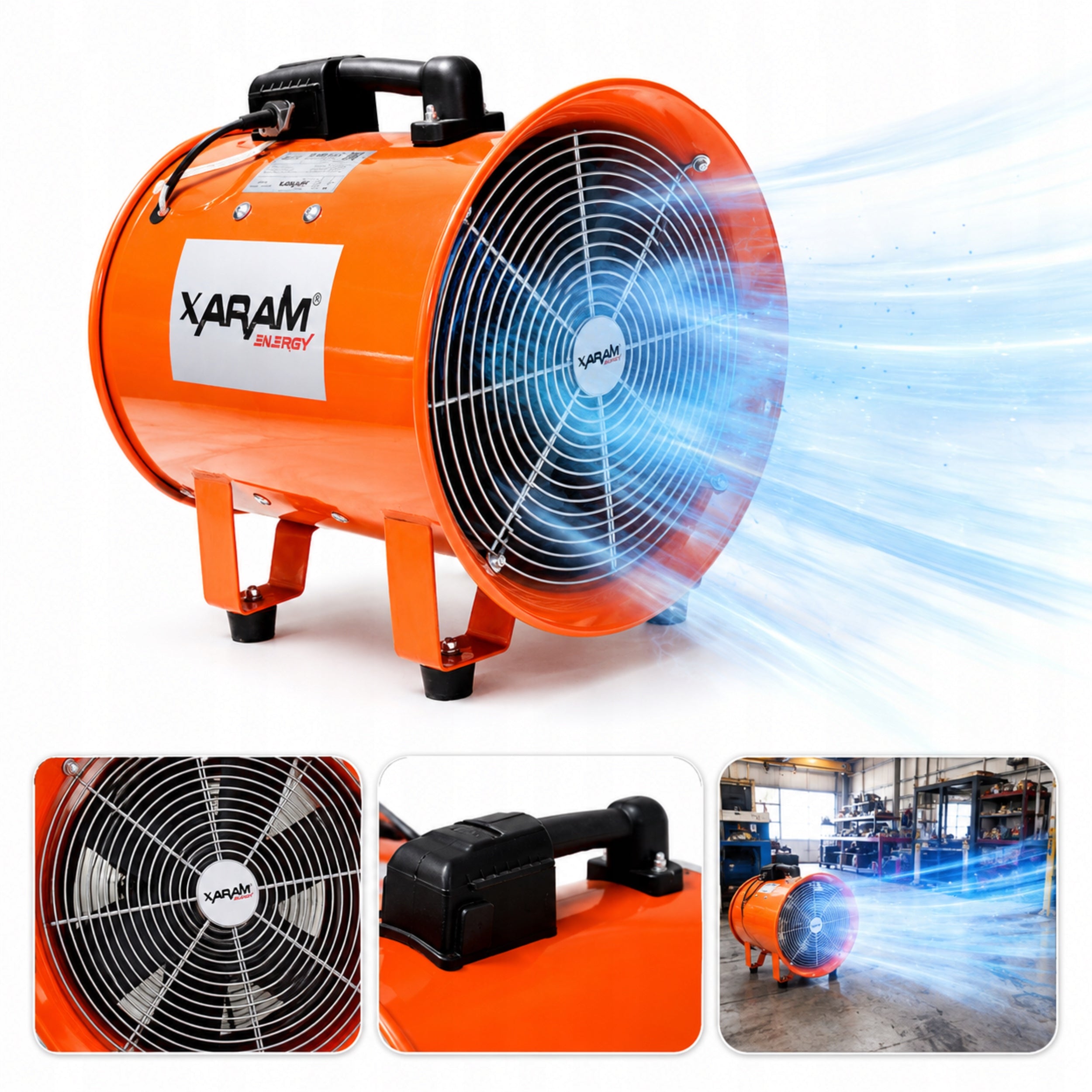 Industrial jet fan XARAM Energy XE-WOI 12/1S 3900m3/h Dominant color orange