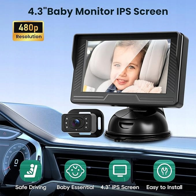 Infant Car Camera Baby Monitor Rearview Mirror 4.3 Night Packaging status original
