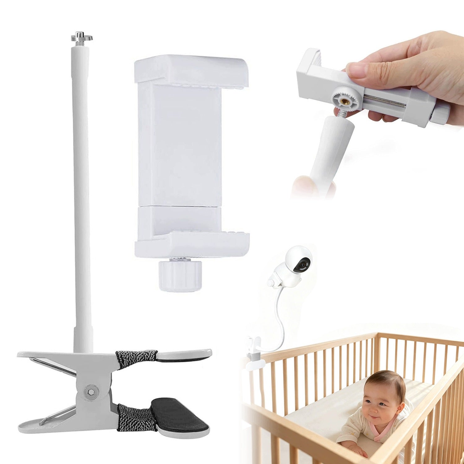 Infant Monitoring Holder White 40cm For Camera and Phone 1pcs
