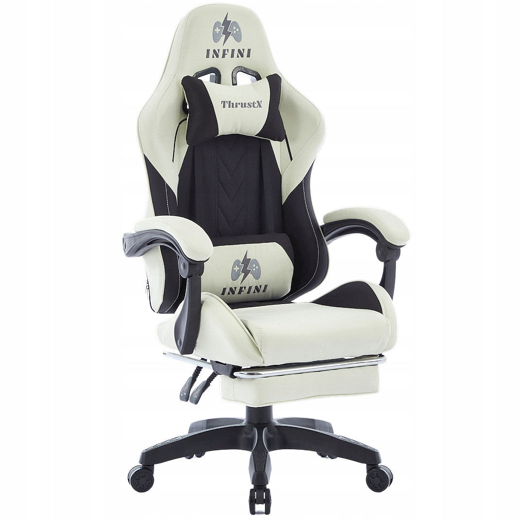 Infini ThrustX Gaming Chair with Footrest Black-Cream Additional functions footrest lumbar cushion headrest cushion armrest adjustment