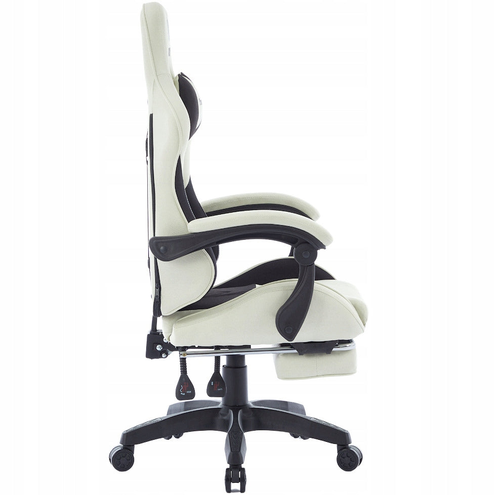 Infini ThrustX Gaming Chair with Footrest Black-Cream Seat depth 50 cm