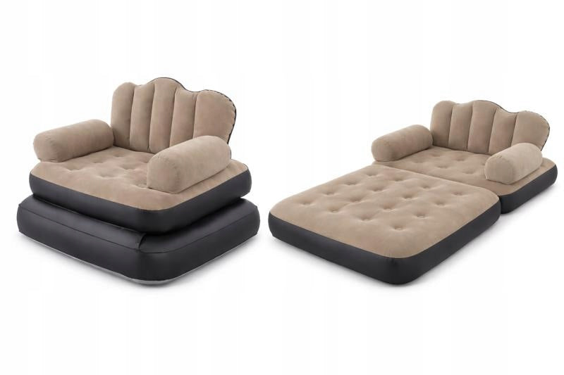 Inflatable Armchair Beige 2in1 Sofa Couch with Foot Pump Brand no brand