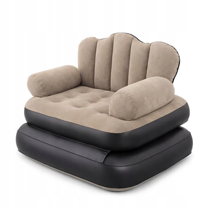 Inflatable Armchair Beige 2in1 Sofa Couch with Foot Pump