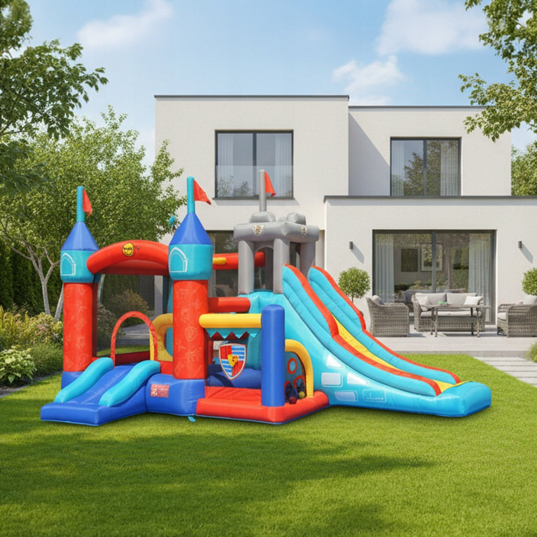 Inflatable Castle GRIFFIN Trampoline HappyHop Blower 13in1 XXL HUGE Dominant material synthetic material