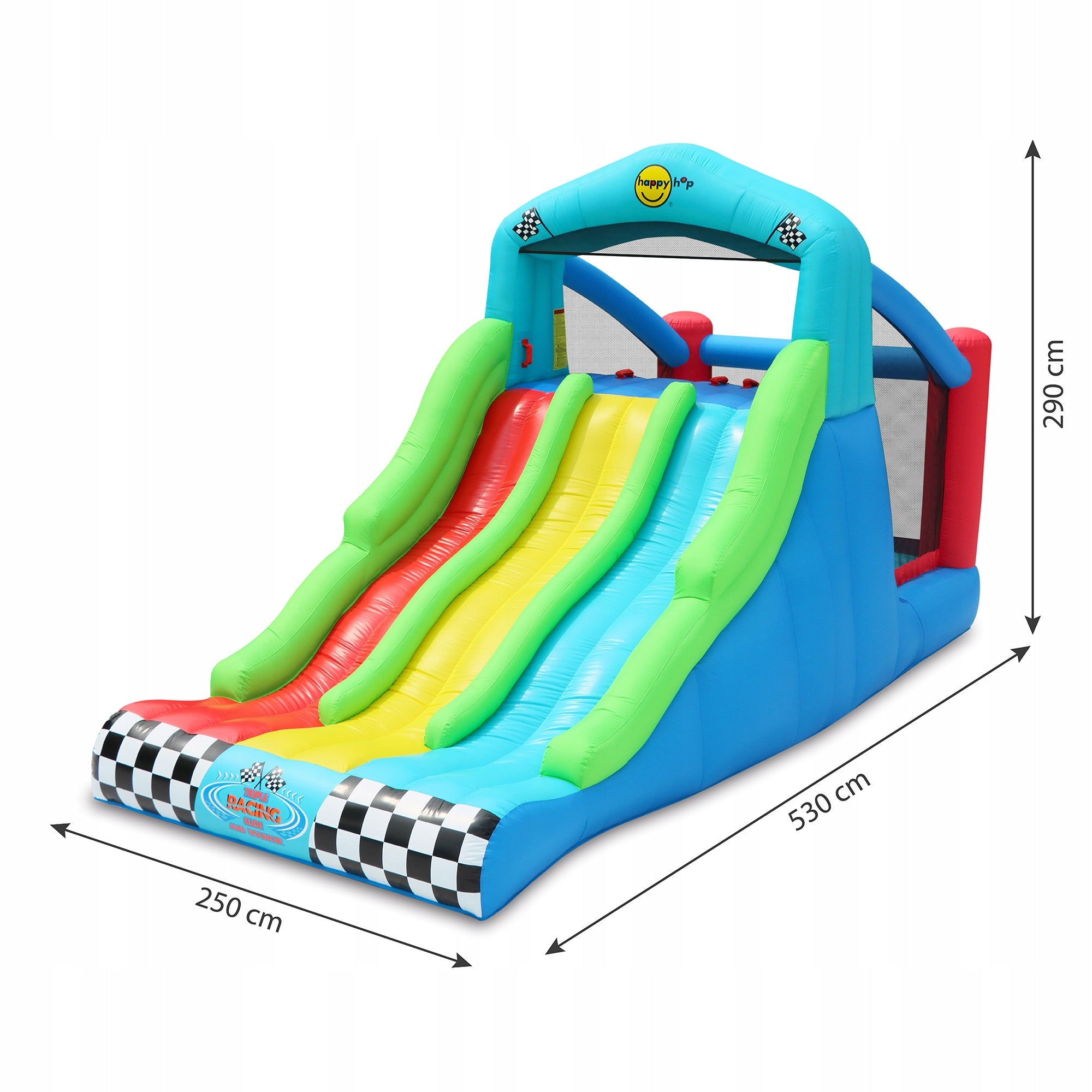 Inflatable Castle TRIPLE SLIDE Trampoline 3 Slides Climbing Safe Dominant material synthetic material