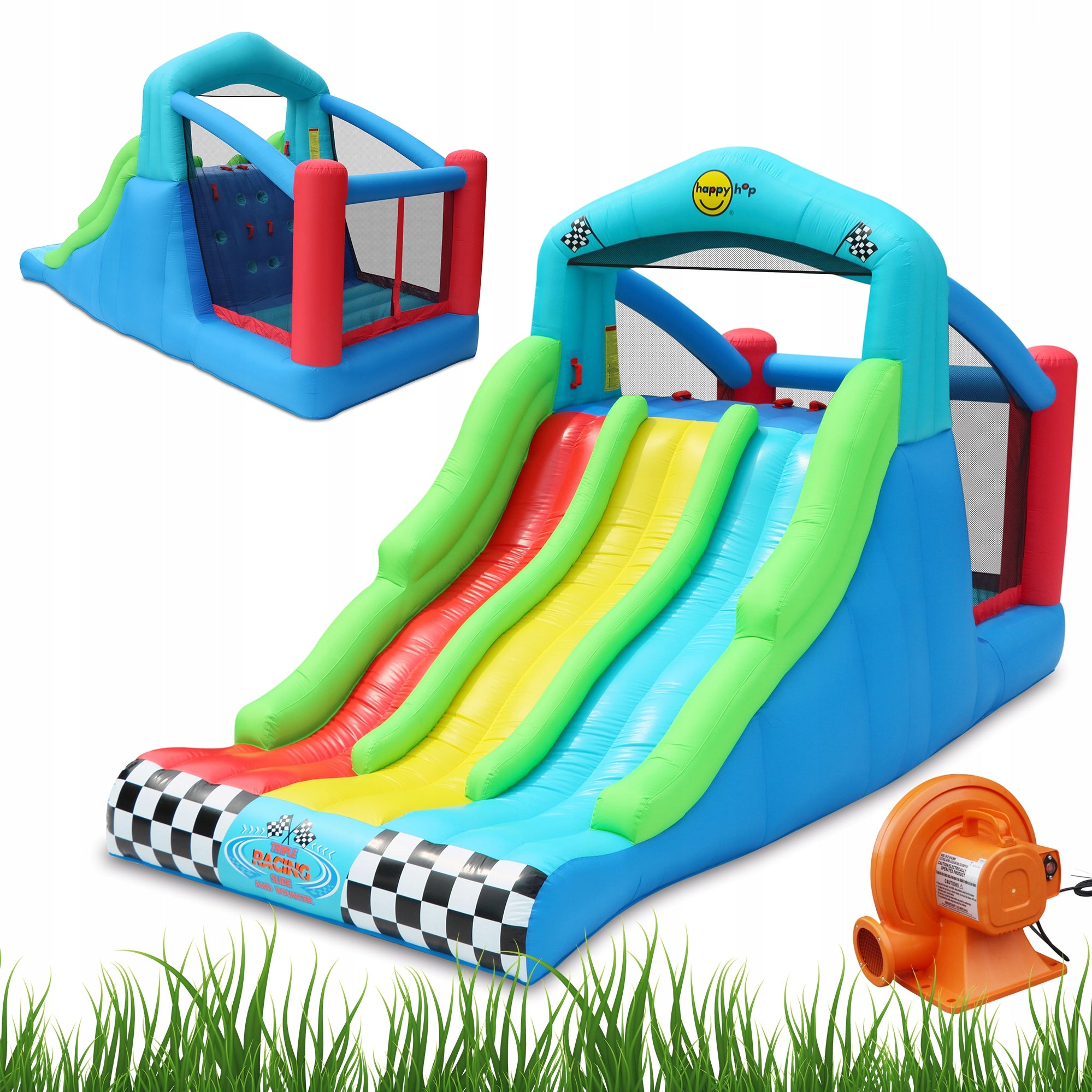 Inflatable Castle TRIPLE SLIDE Trampoline 3 Slides Climbing Safe
