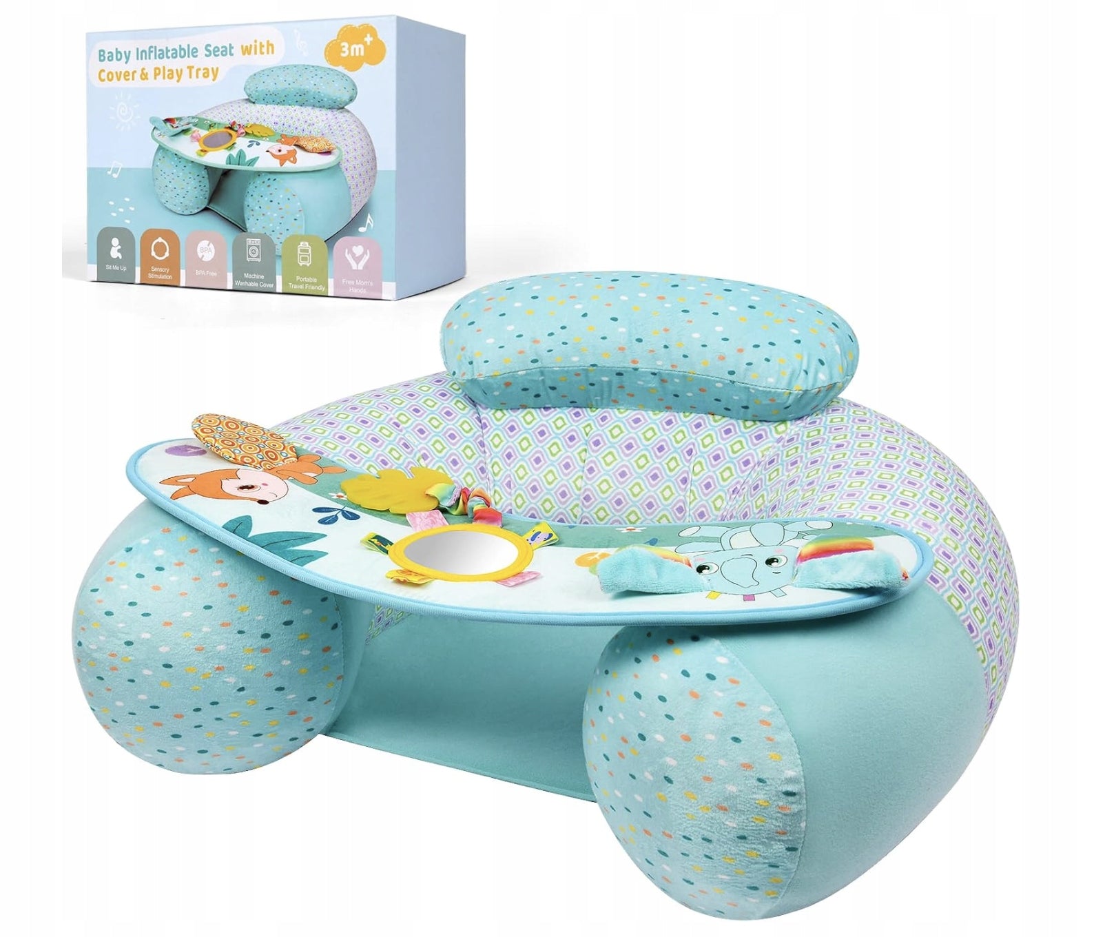Inflatable Child Seat Sensory Tray Toy Seat Color green