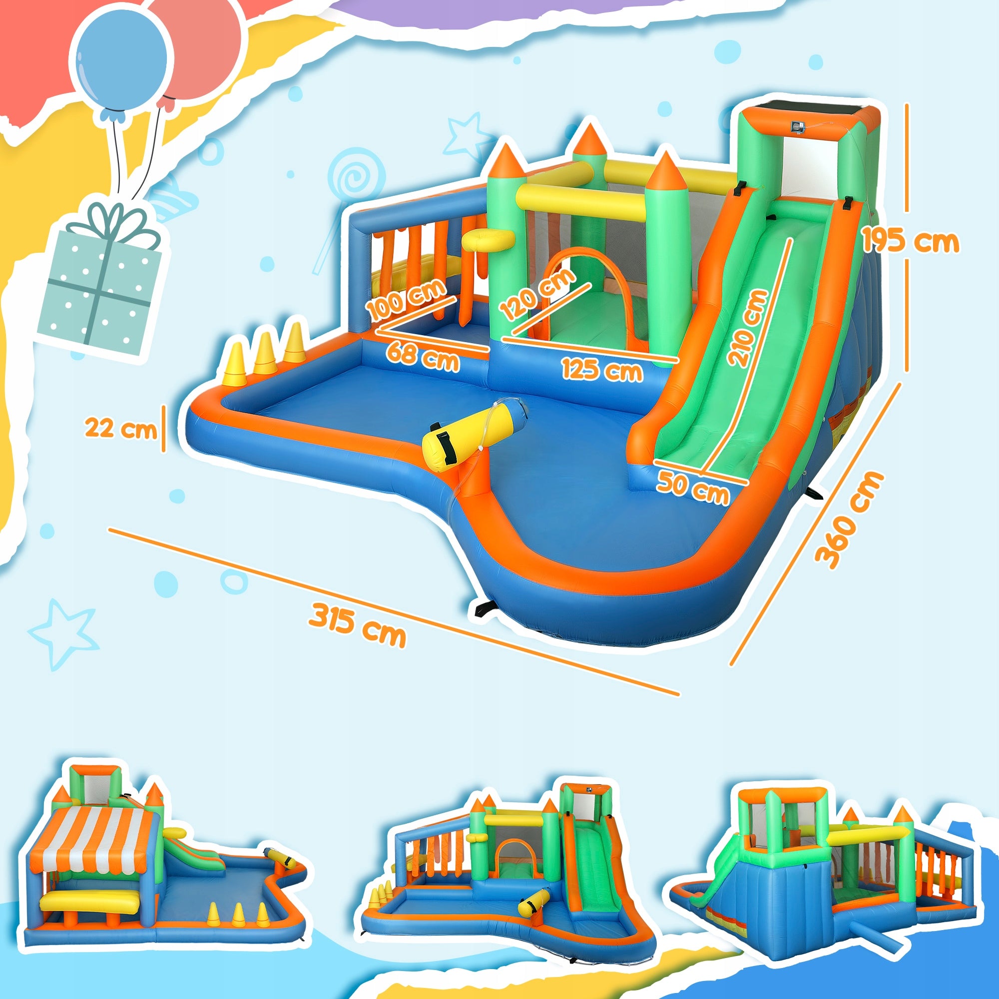 Inflatable Children's Castle With Water Slide And Blower Dominant material synthetic material