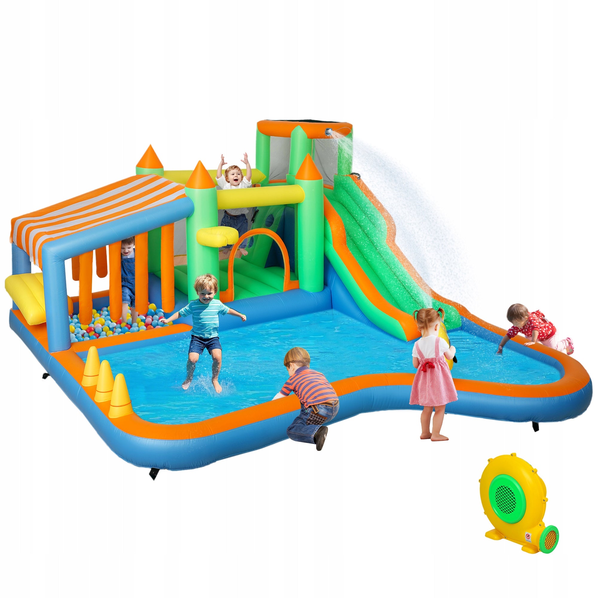 Inflatable Children's Castle With Water Slide And Blower