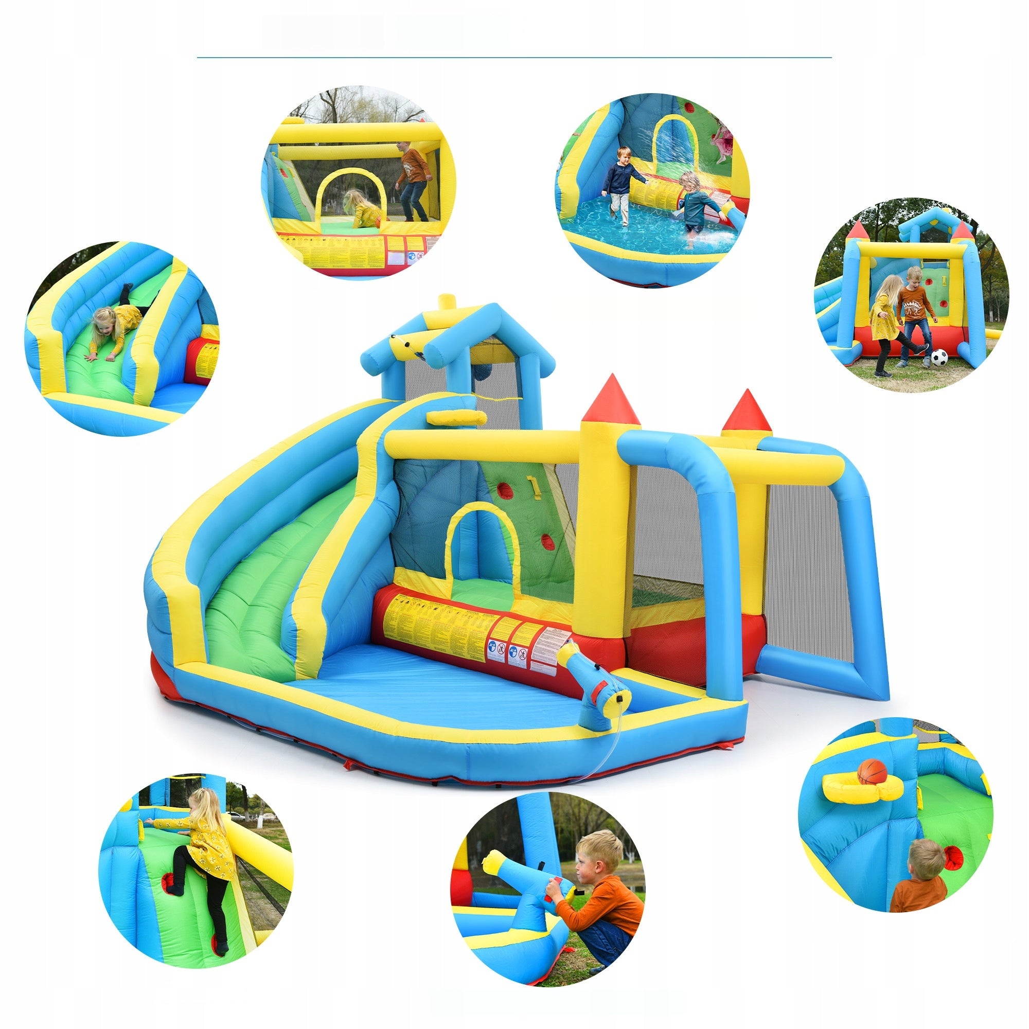 Inflatable Children's Square Toys Water Slide Castle Blower Basket Dominant material synthetic material