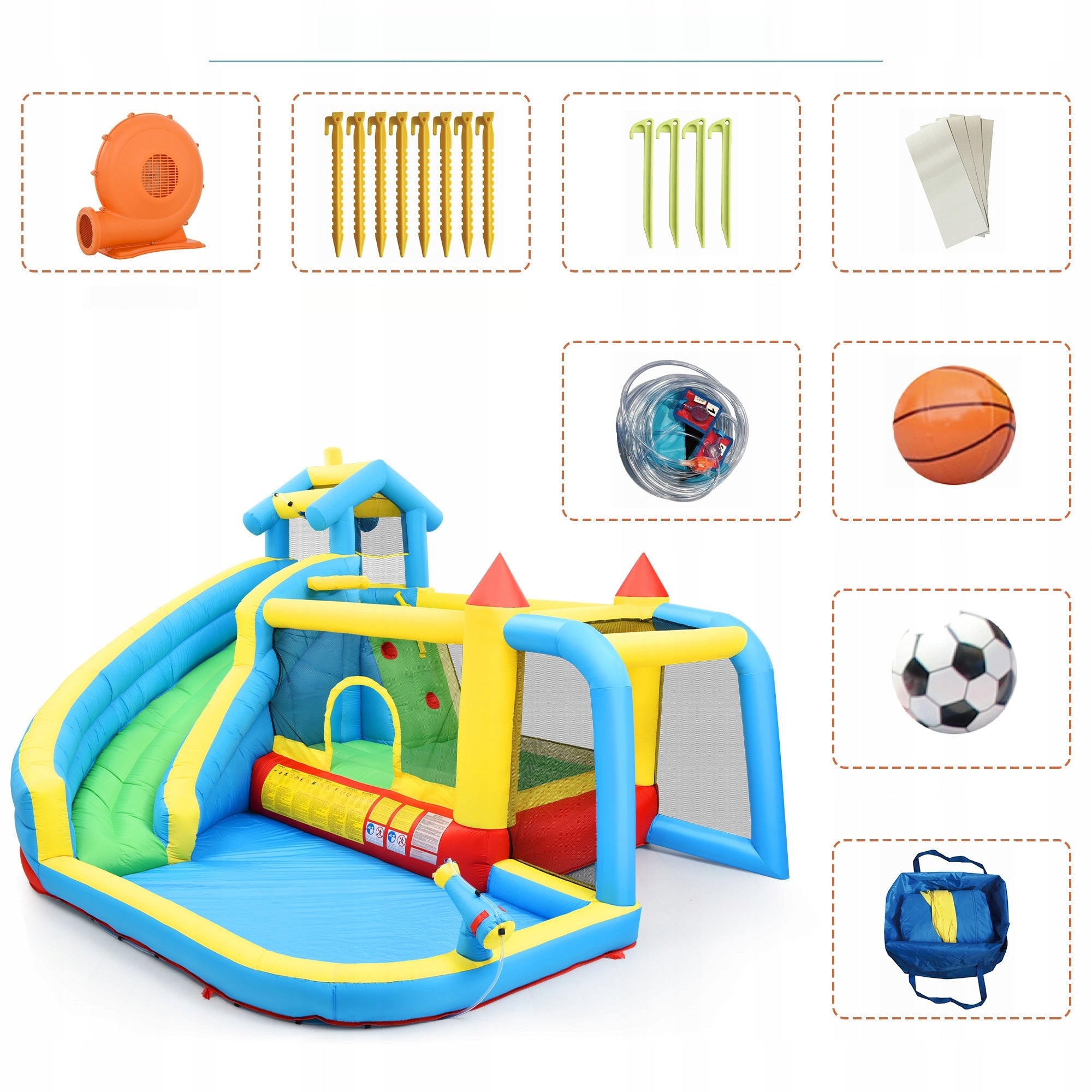Inflatable Children's Square Toys Water Slide Castle Blower Basket Kid's age 3＋ years