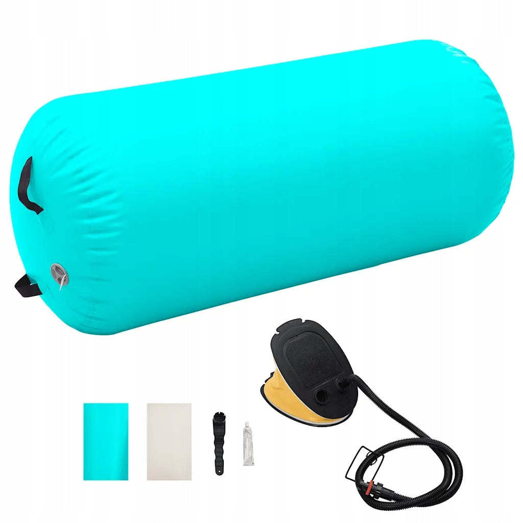 Inflatable Exercise Roller with Foot Pump, Green, 120x90 cm