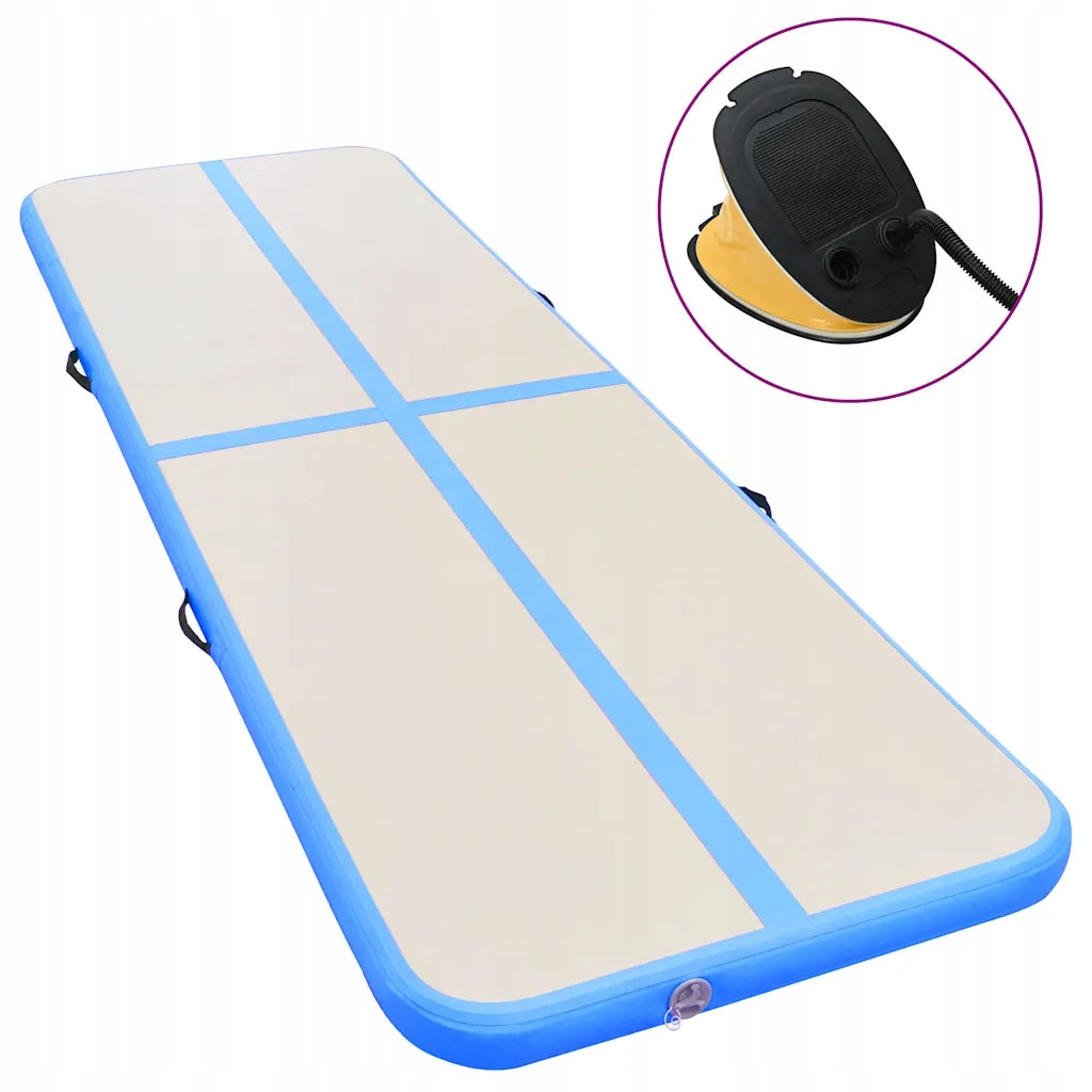 Inflatable Gymnastic Mat 400x100x10 cm Grey-Blue + Pump