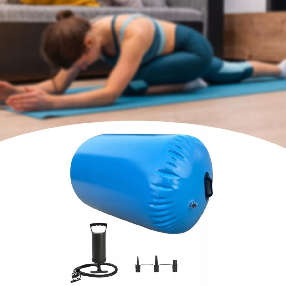 Inflatable Gymnastics Mat, Gymnastics Air Roller, Lightweight Blue
