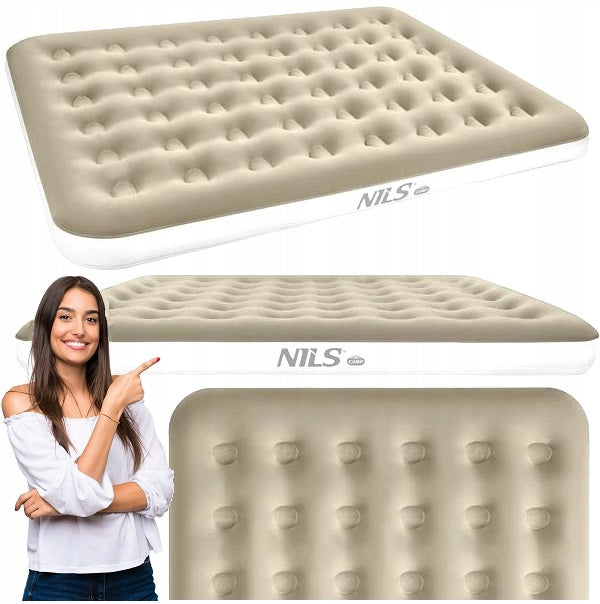 Inflatable Hiking Mattress for 2 People 191 x 152 x 22 cm NILS Beige Strong Manufacturer code 5908044794686