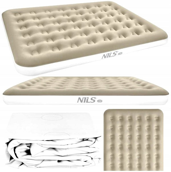 Inflatable Hiking Mattress for 2 People 191 x 152 x 22 cm NILS Beige Strong