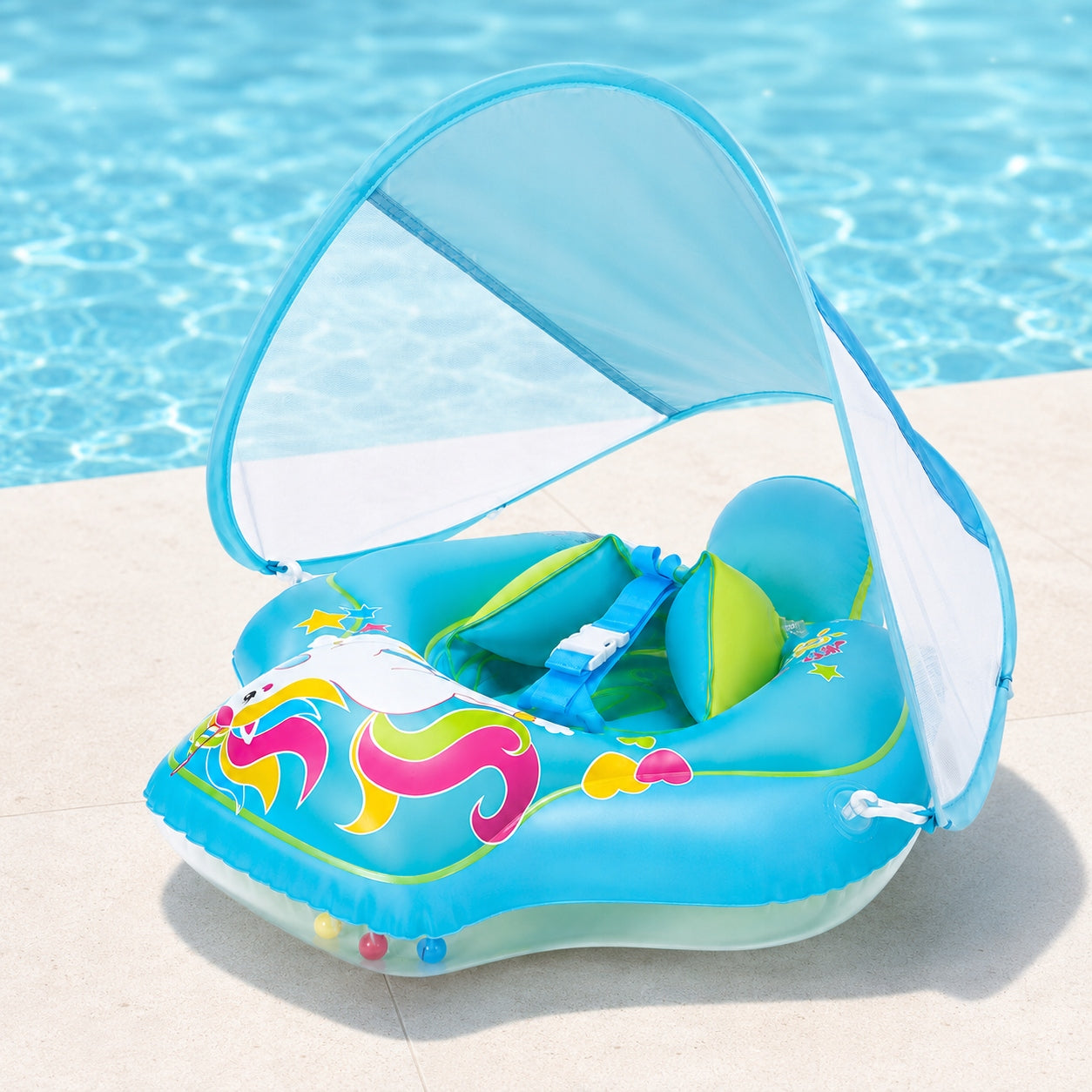 Inflatable Infant Pontoon with Sun Canopy, Seat